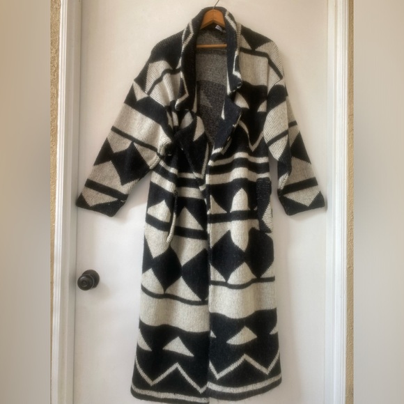 80s vintage i.b. diffusion heavy knit wool blend double breast sweater coat sz L - Picture 2 of 11